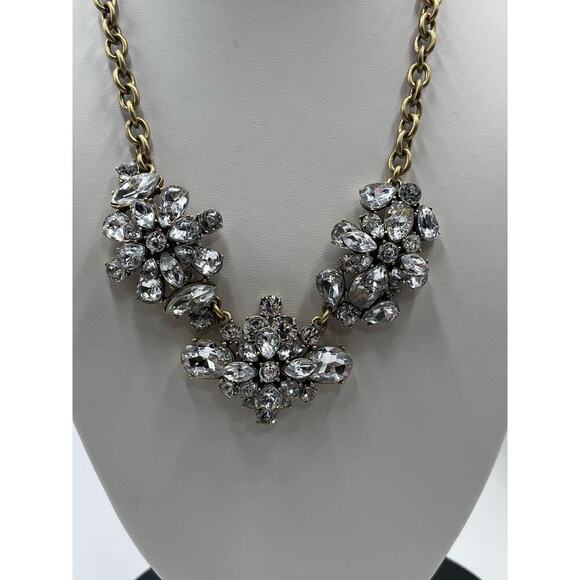 J. CREW Signed Crystal Rhinestone Gold Brass Tone Cluster Statement
Necklace New - Picture 2 of 12